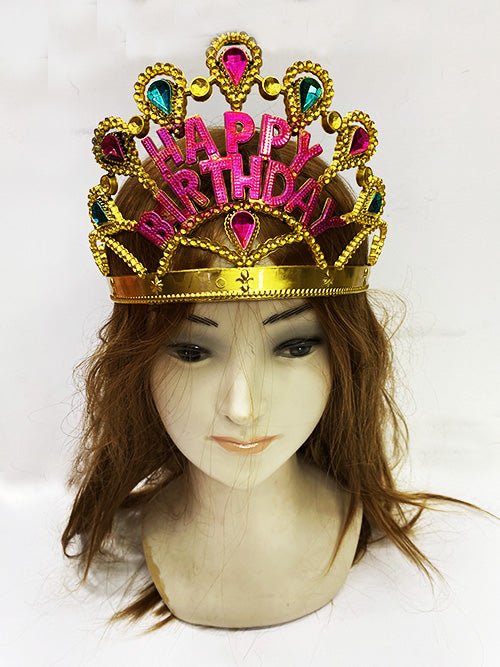 تاج عيد ميلاد بلون ذهبي مكتوب عليه Happy Birthday مقاس 60 سم (5347)