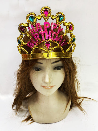 تاج عيد ميلاد بلون ذهبي مكتوب عليه Happy Birthday مقاس 60 سم (5347)