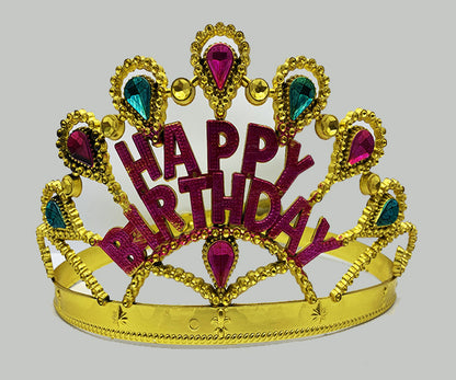 تاج عيد ميلاد بلون ذهبي مكتوب عليه Happy Birthday مقاس 60 سم (5347)
