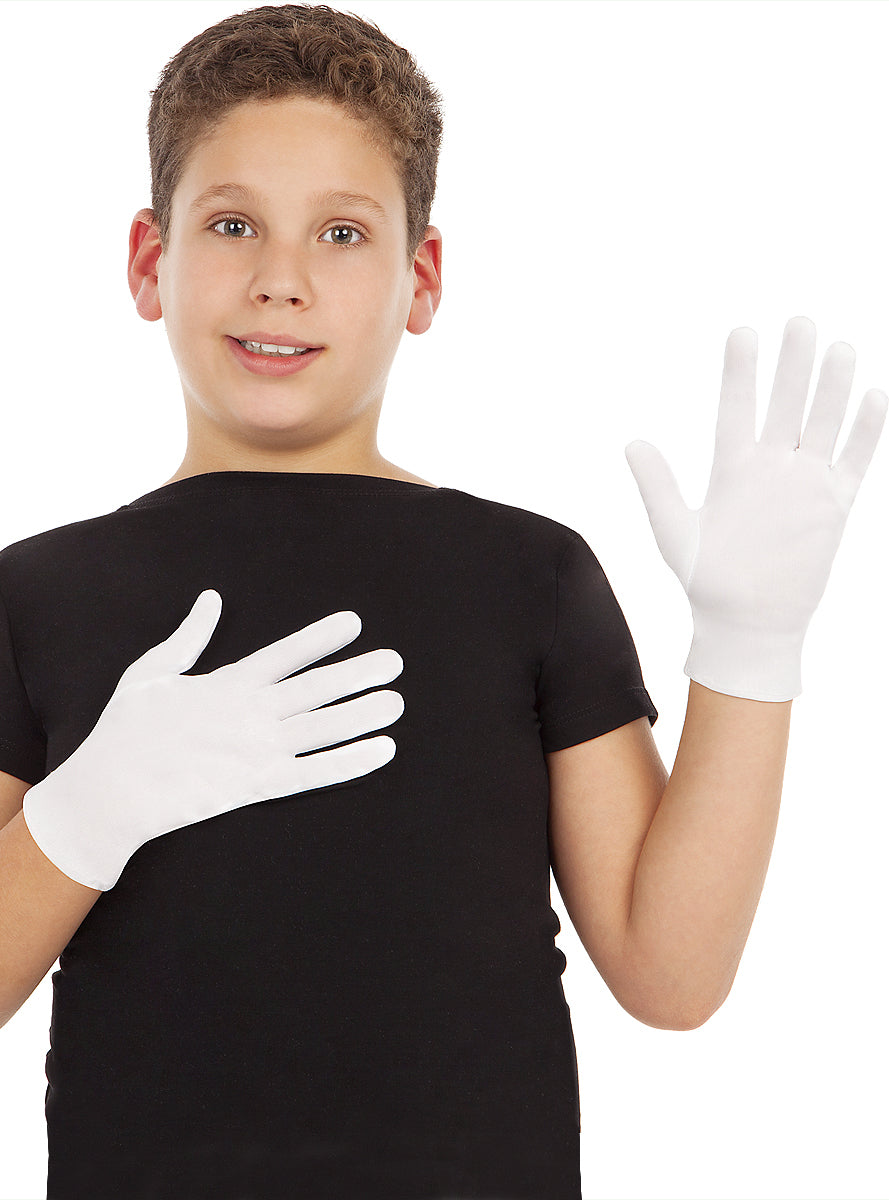 Beyaz Renk Çocuk Boy Likralı Pandomim Eldiveni (5347)