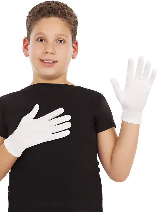 Beyaz Renk Çocuk Boy Likralı Pandomim Eldiveni (5347)