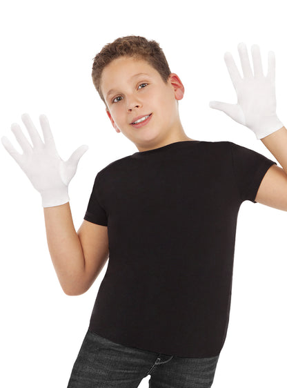 Beyaz Renk Çocuk Boy Likralı Pandomim Eldiveni (5347)