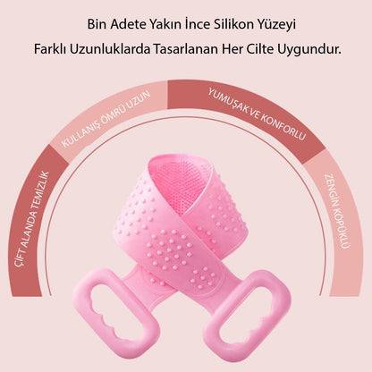 Çift Taraflı Banyo Hamam Lifi Silikon Masajlı Yumuşak Duş Lifi Uzun Ömürlü Hazır Banyo Kesesi (5347)