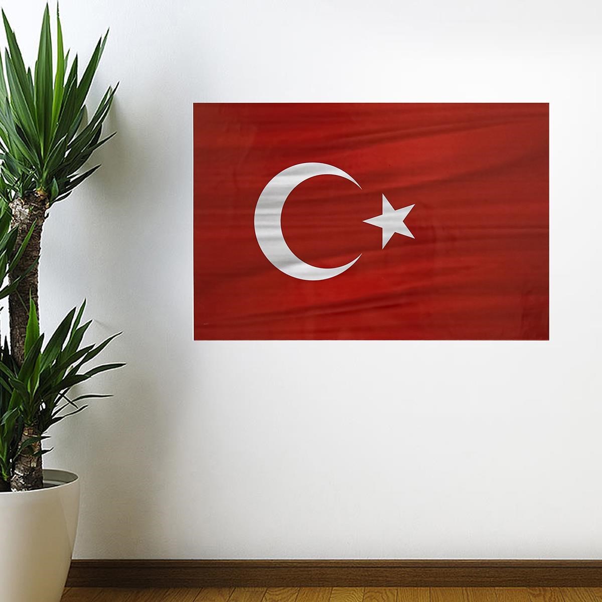 Dalgalanma Efektli Manyetik Duvar Stickerı Türk Bayrağı 71 x 47cm (5347)