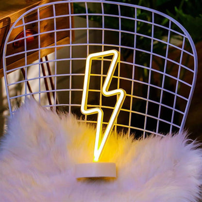 Dekoratif Şimşek Şeklinde Pilli Neon Led Lamba Süs Masa Lambası (5347)