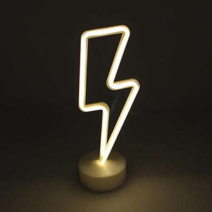 Dekoratif Şimşek Şeklinde Pilli Neon Led Lamba Süs Masa Lambası (5347)