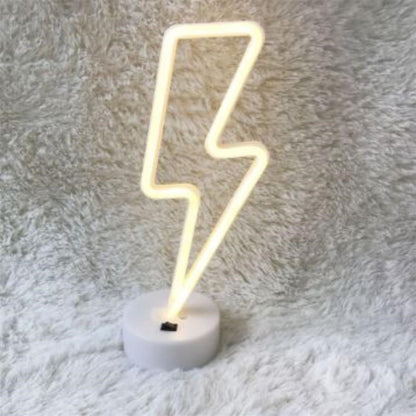 Dekoratif Şimşek Şeklinde Pilli Neon Led Lamba Süs Masa Lambası (5347)