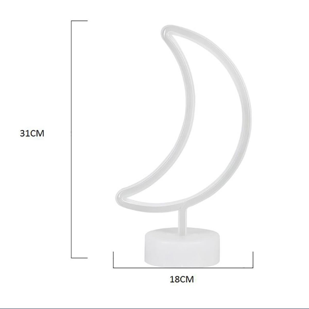 مصباح طاولة وليل LED نيون ثلاثي الأبعاد بتصميم قمر يعمل بالبطارية (5347)