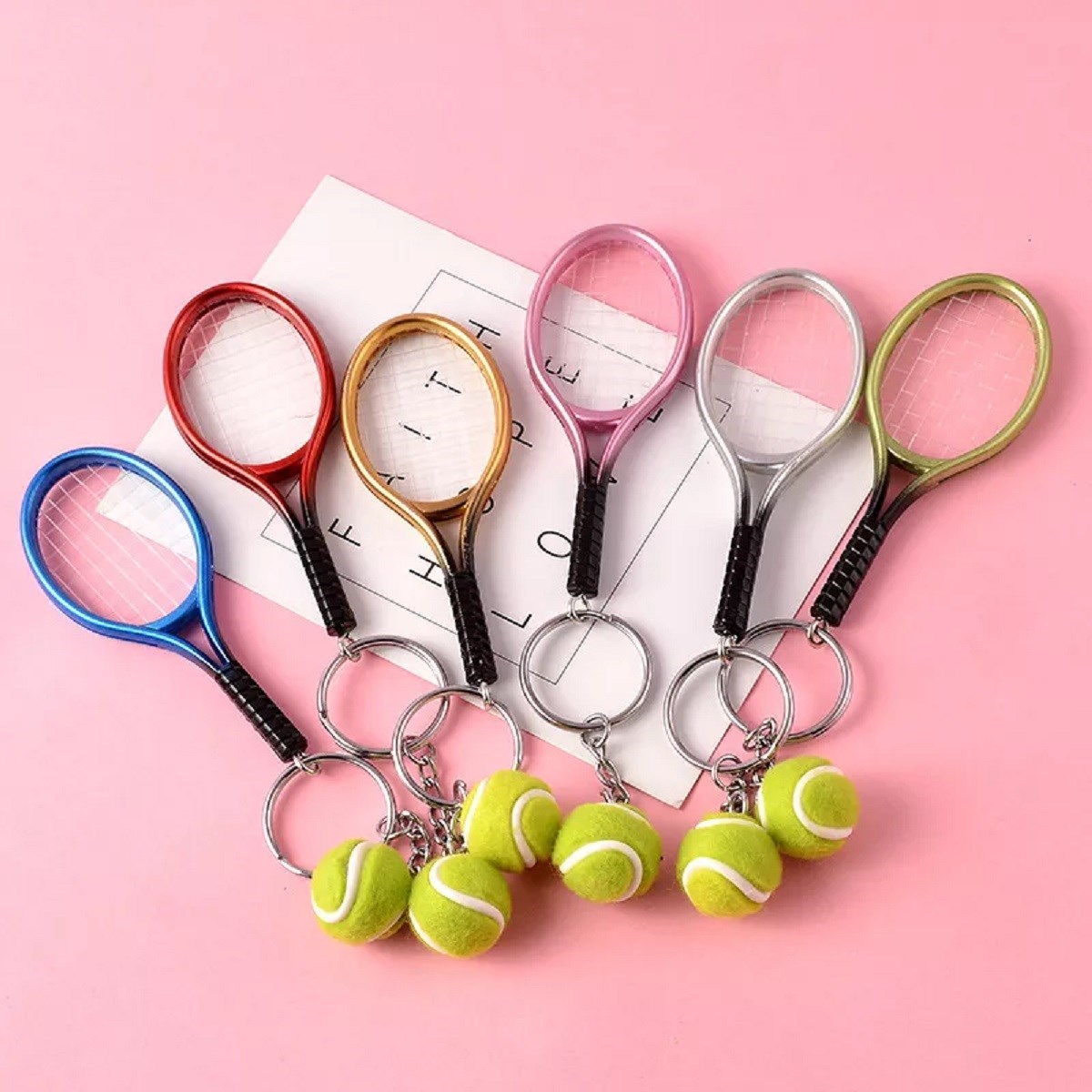 Gerçekçi Tenis Raketi Tasarımlı Şık Anahtarlık Kolye Çanta Süsü Tennis Keychain (5347)