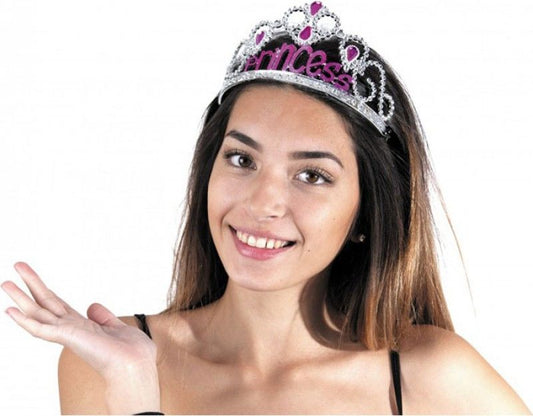 Gümüş Renk Prenses Yazılı Parti Tacı 60 cm (5347)