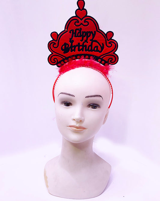 Happy Birthday Neon Kırmızı Renk Doğum Günü Tacı 24x15 cm (5347)