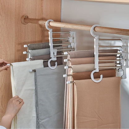 Hareketli Dolap İçi Pantolon Kravat Şal Askı Sistemi Düzenleyici Katmanlı Askılık Organizer (5347)