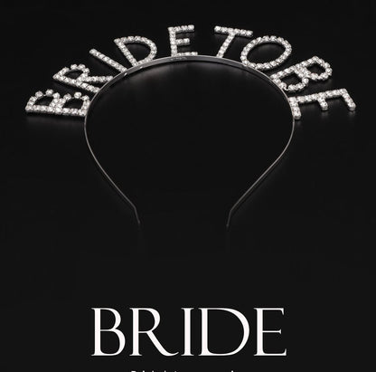 تاج عروس فضي مرصع بالكريستال بتصميم Bride To Be (5347)