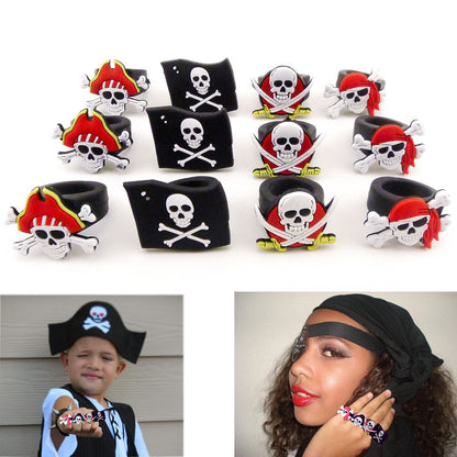 Skull Shaped Kids-Friendly Plastic Pirate Ring (5347)