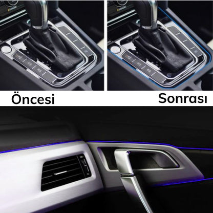 Mavi Araba Oto Trim Dekorasyon Şeridi Kauçuk Elastik Kolay Kurulum 5 metre Şerit Bant (5347)