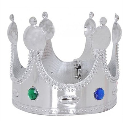 Plastic King Crown Silver Color Child Size 45 cm (5347)