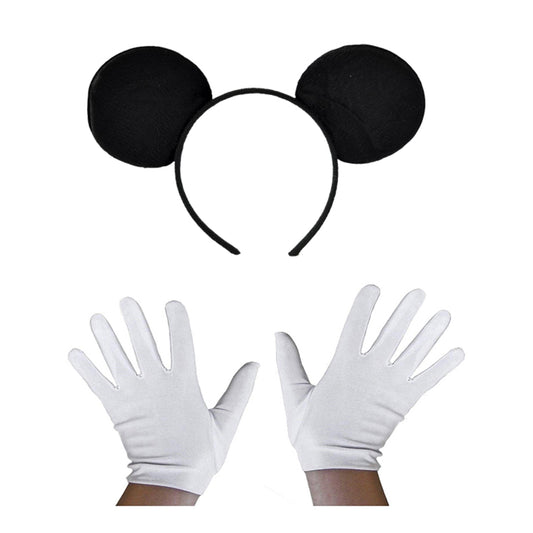 Siyah Mickey Mouse Tacı ve Beyaz Eldiven Seti (5347)