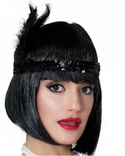 Black Feathered Charleston Hair Band Headband (5347)