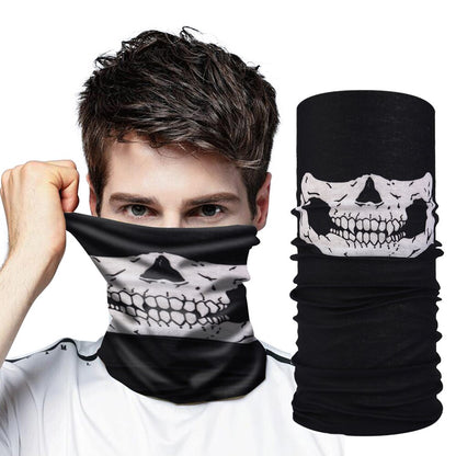 Siyah Renk Dikişsiz Çok Fonksiyonlu Çene Kafatası Yüz Maskesi Baf Buff Bandana Boyunluk Bileklik (5347)