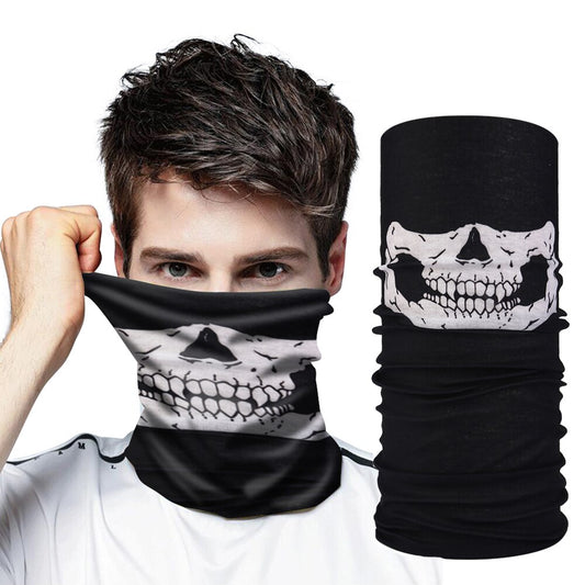 Siyah Renk Dikişsiz Çok Fonksiyonlu Çene Kafatası Yüz Maskesi Baf Buff Bandana Boyunluk Bileklik (5347)