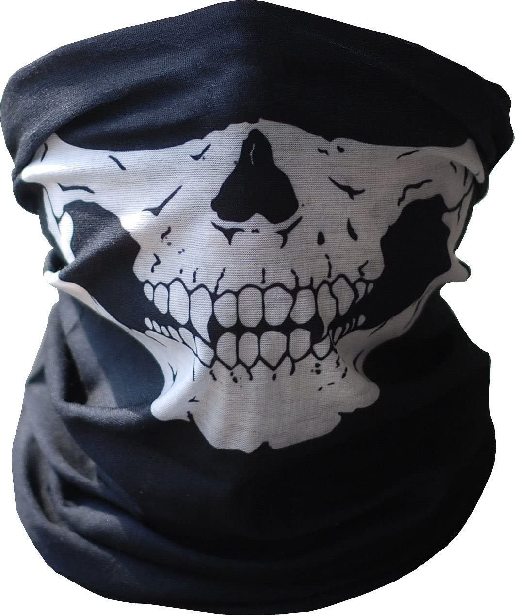 Siyah Renk Dikişsiz Çok Fonksiyonlu Çene Kafatası Yüz Maskesi Baf Buff Bandana Boyunluk Bileklik (5347)