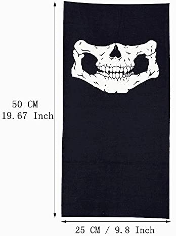 Siyah Renk Dikişsiz Çok Fonksiyonlu Çene Kafatası Yüz Maskesi Baf Buff Bandana Boyunluk Bileklik (5347)