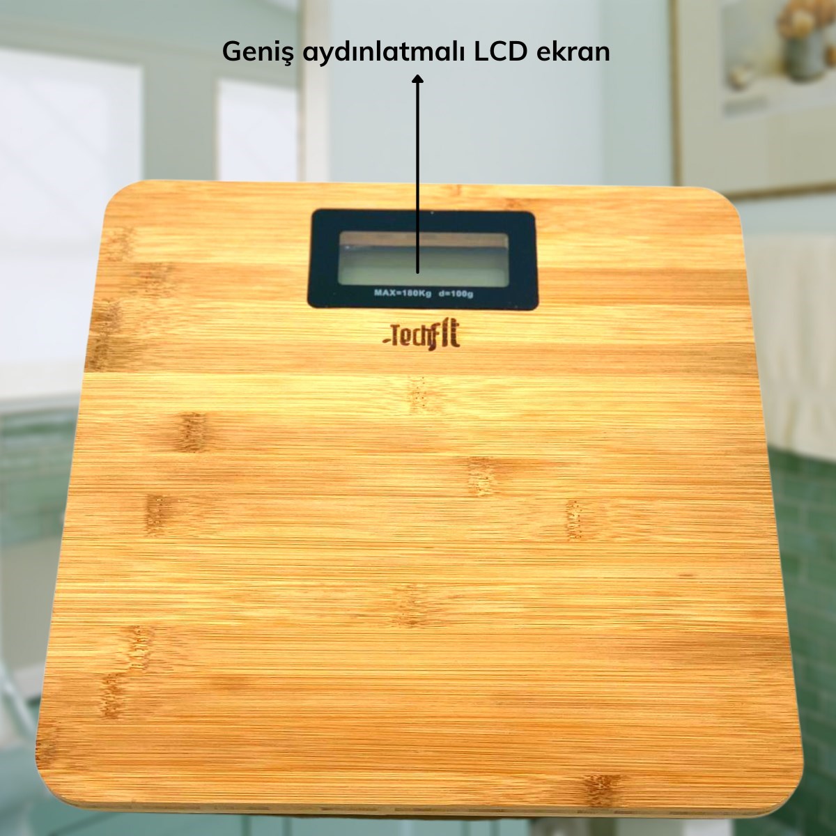 Techfit Bambu Banyo Baskülü Yüksek Hassasiyetli Darbelere Dijital Dayanıklı Terazi Tf 1065 Max 180kg (5347)