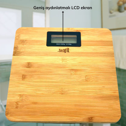 Techfit Bambu Banyo Baskülü Yüksek Hassasiyetli Darbelere Dijital Dayanıklı Terazi Tf 1065 Max 180kg (5347)