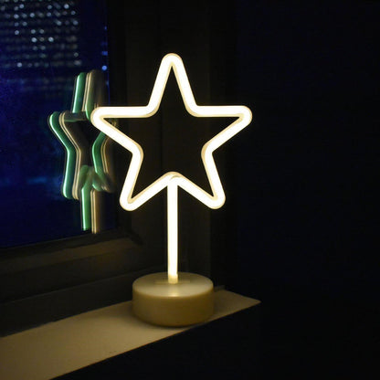 Yıldız Tasarımlı Neon Led Masa Ve Gece Lambası Dekoratif Işık (5347)