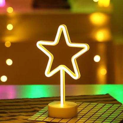 Yıldız Tasarımlı Neon Led Masa Ve Gece Lambası Dekoratif Işık (5347)