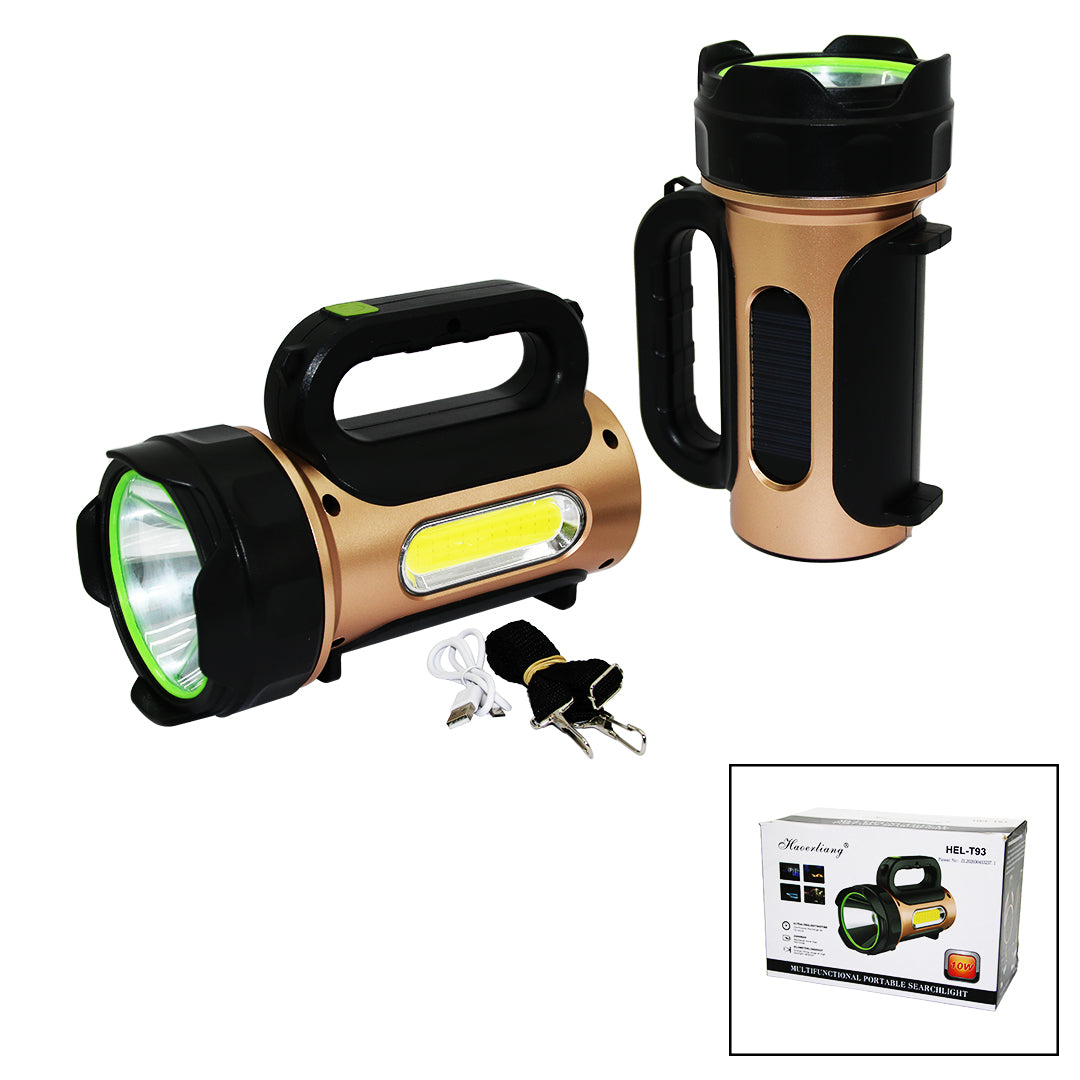 10W - SOLAR - USB RECHARGEABLE 2IN1 FLASHLIGHT COLORFUL FUNCTIONAL SMD LED (5347)