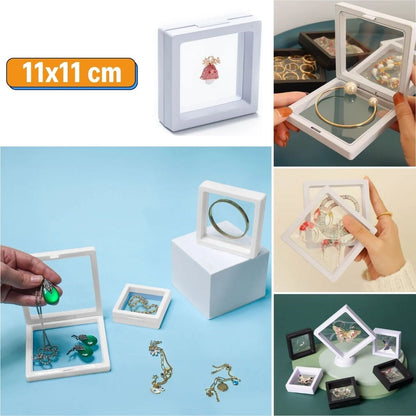 11x11cm Standlı 3D Takı Ziynet Hatıra Koleksiyon Saklama Kutusu Şeffaf Film Çerçevesi (5347)