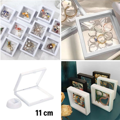 11x11cm Standlı 3D Takı Ziynet Hatıra Koleksiyon Saklama Kutusu Şeffaf Film Çerçevesi (5347)