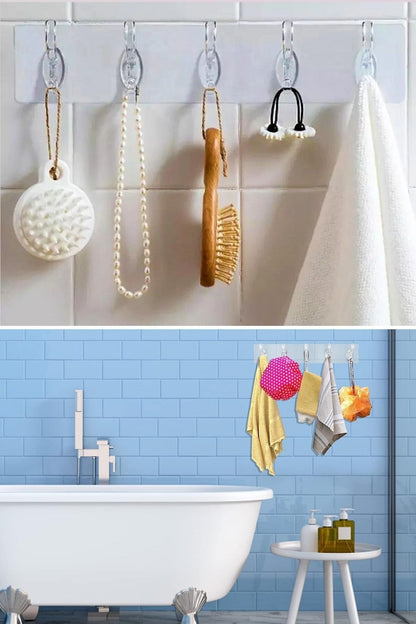 Starixa® 5'li Güçlü Yapışkanlı Şeffaf Duvar Askısı Banyo Mutfak Düzenleyici Pratik Askılık