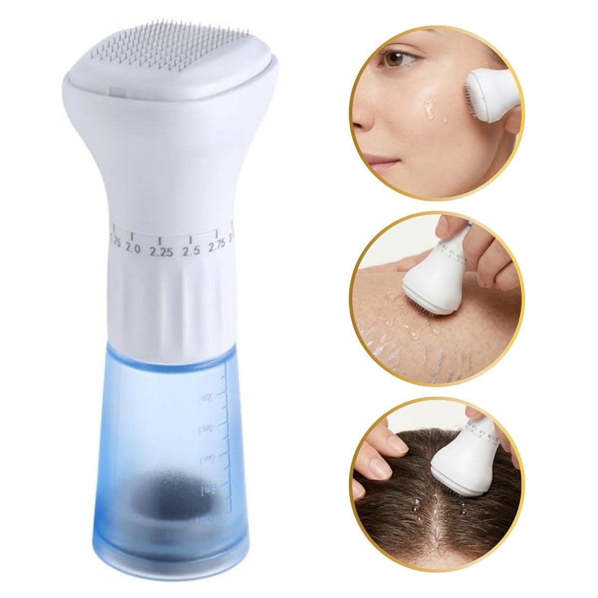 140 İğneli Serum Hazneli Dermaroller - 0-3 mm Ayarlı Dermaroller Mikro İğneli Saç, Cilt ve Vücut Bakım Aparatı (5347)