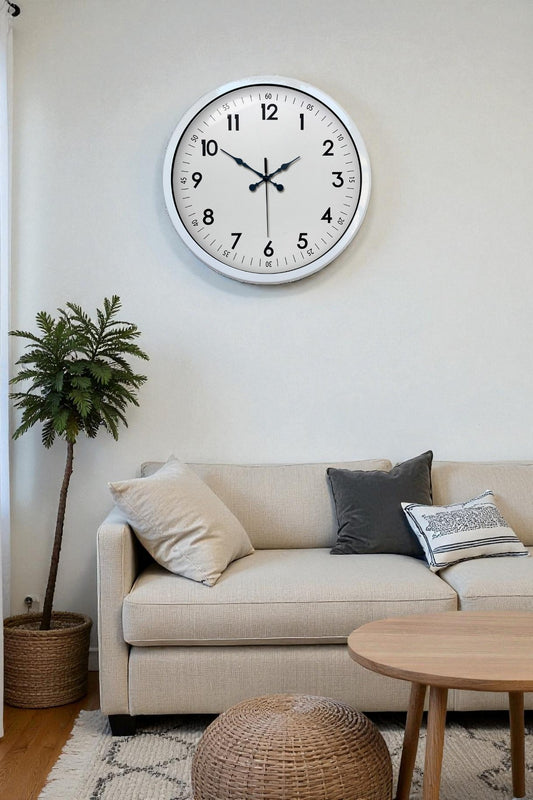 40 cm Beyaz Metal Standart Duvar Saati