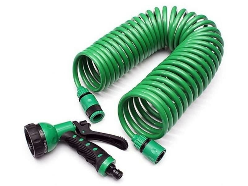 15 Metre Spiral Hose + 4 Function Special Watering Gun (5347)