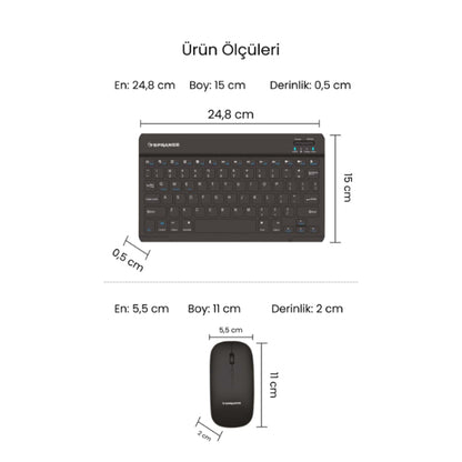 Siyah Kablosuz Klavye Ve Mouse Seti