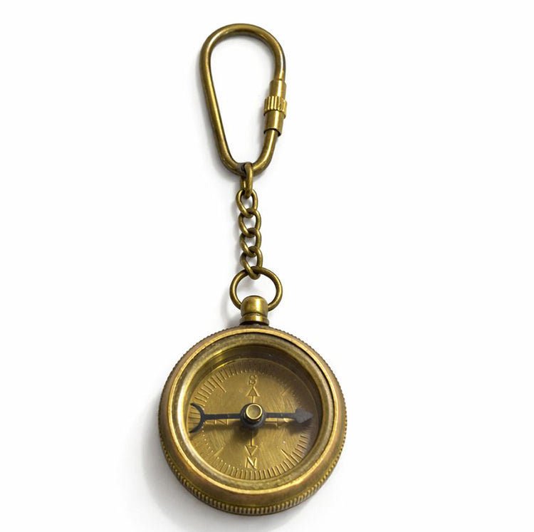 Nostalgic Brass Compass Figurine Keychain