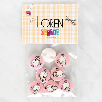 Loren Crafts أزرار على شكل خروف - 8 قطع - 1033