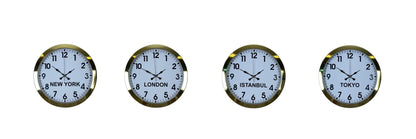 Gold Seri 4 lü Metal 36 cm Dünya Saatleri