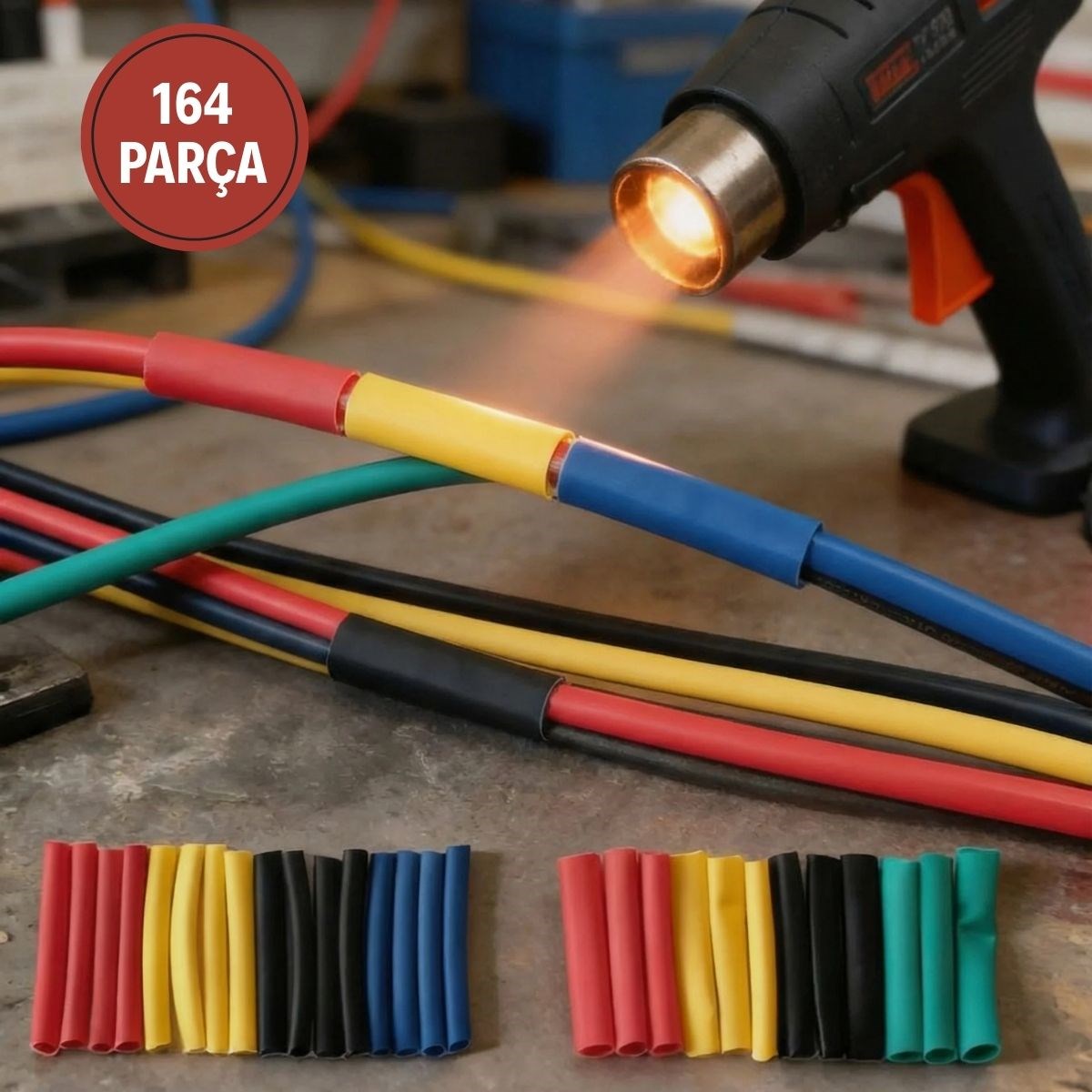 164 Parça Isı ile Daralan Makaron Seti - Elektrik Kablo İzolasyon & Koruma Kılıfı, Renkli Shrink Tube Set (5347)