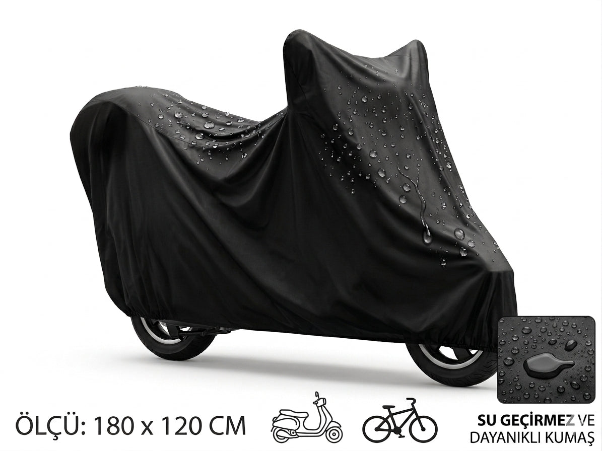 Su ve Toz Geçirmez Motosiklet ve Scooter Koruma Brandası 180x120 cm