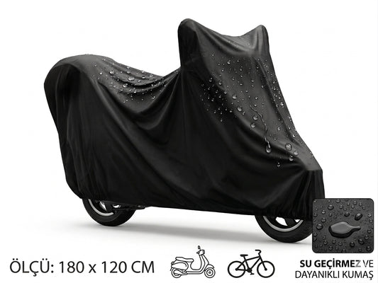 Su ve Toz Geçirmez Motosiklet ve Scooter Koruma Brandası 180x120 cm