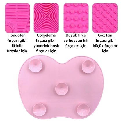 Starixa® Pratik Kolay Makyaj Fırçası Temizleme Matı Aparatı Aleti