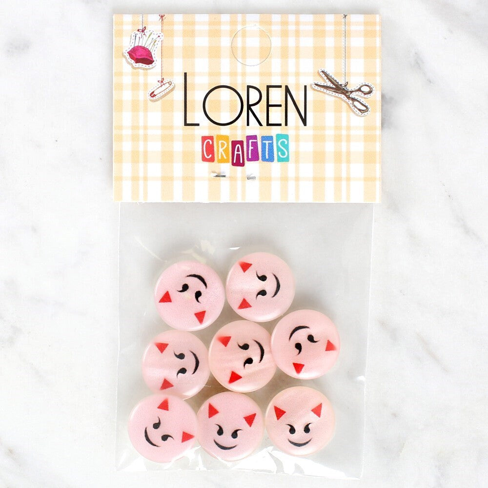 Loren Crafts 8-Piece Smiling Face Button - 1023