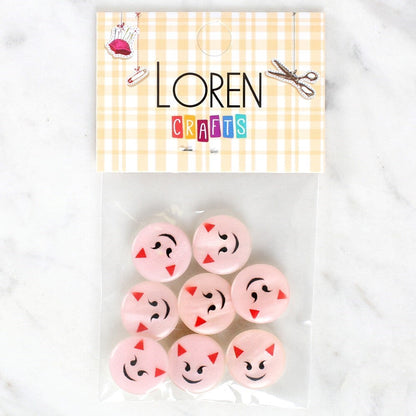 Loren Crafts 8-Piece Smiling Face Button - 1023