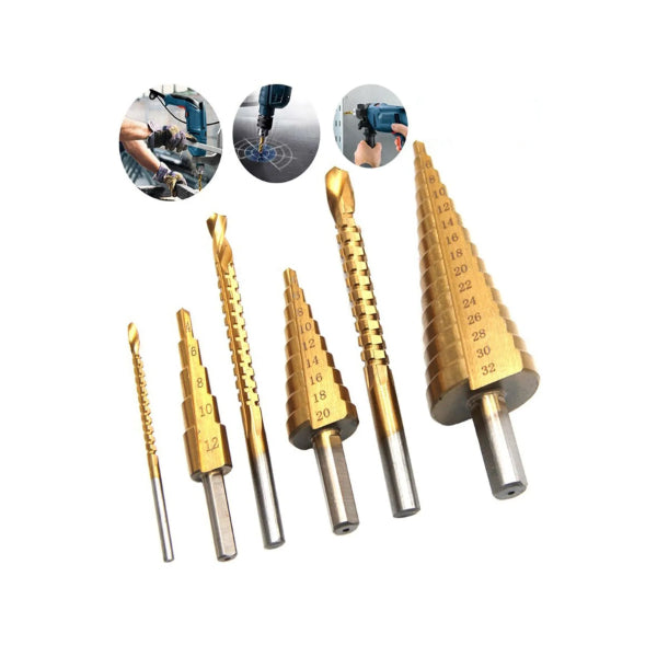 6 Piece Step Drill Bit Set