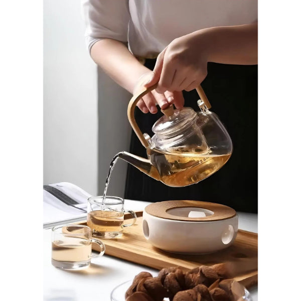 Glass Infuser Teapot with Wooden Handle
