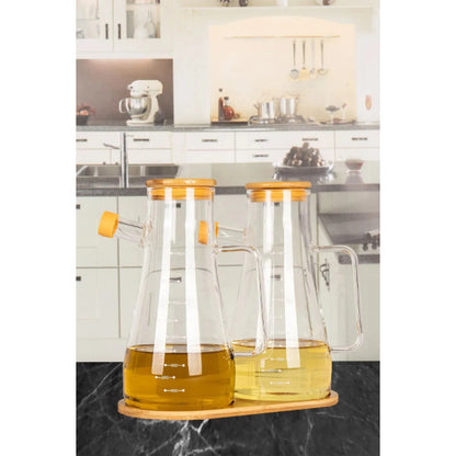 Double Glass Oil Bottle with Stand